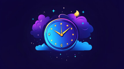 A clock sleep icon logo design featuring a stylized clock with a sleep-related symbol