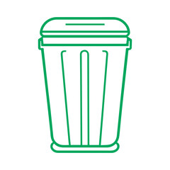 Minimalistic Black and White Line Art Icon of a Dustbin - Simple Outline Design Representing Waste Management, Cleanliness, and Recycling