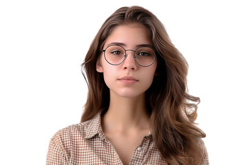 Fototapeta premium Confident teen wearing glasses isolated on transparent background