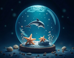 Magical Creatures Encased in a Crystal Ball, Glowing with Mystery and Enchantment