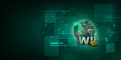 3d illustration WIFI symbol with lock