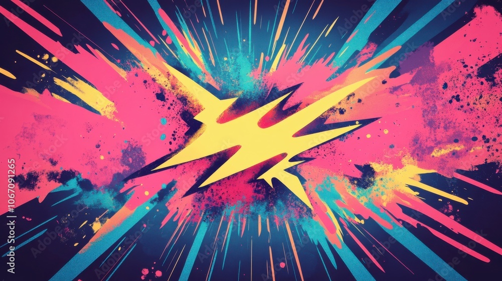 Poster dynamic colorful explosion with lightning bolt