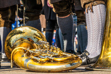 typical music instrument of a bavarian brass band