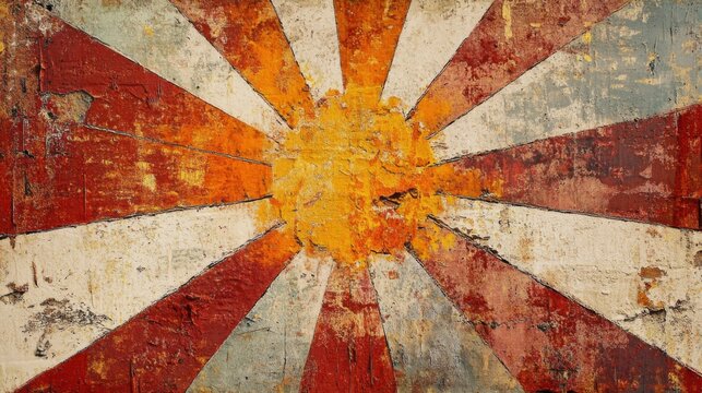 Vintage Sunburst Pattern with Weathered Texture