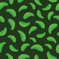 Cucumber seamless pattern background. Green cucumber wallpaper, pickle seamless motif