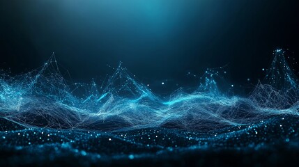 Abstract attractive technological background with the movement of a flowing wave of data transfer in stylish high-tech colors. Concept of digital data flow