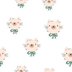 Seamless Pattern with Funny Cats. Playful and Quirky Feline Characters for Art and Design.