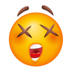 Dizzy emoji on white background. Cute emoticon.