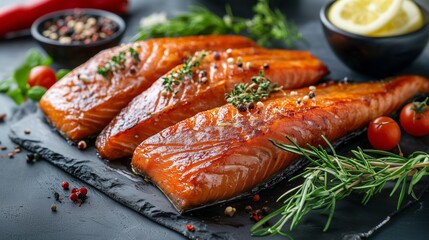 Freshly smoked mackerel fish resting on a clean white surface. AI generated