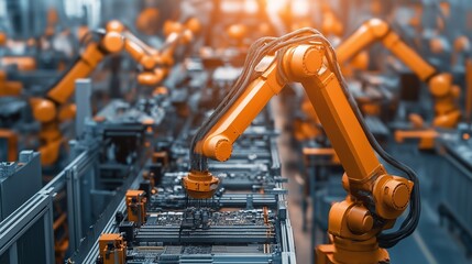 Modern robots and automation process, manufacturing