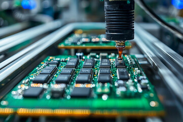 Soldering circuits in a high-tech manufacturing plant