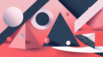 Minimalist Geometric Shape Display Wall - an elegant and contemporary visual. The minimalist design creates a clean and sophisticated backdrop for various displays.