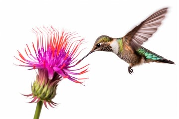 Fototapeta premium Hummingbird flower animal flying.