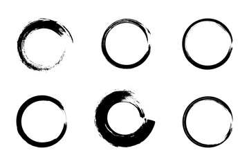 Hand-drawn circle borders and vector stamp frames. Round elements for abstract logo icon design.