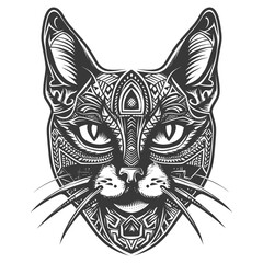 Obraz premium Black and White Geometric Cat Face Design