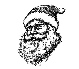 santa claus portrait in line art style black vector