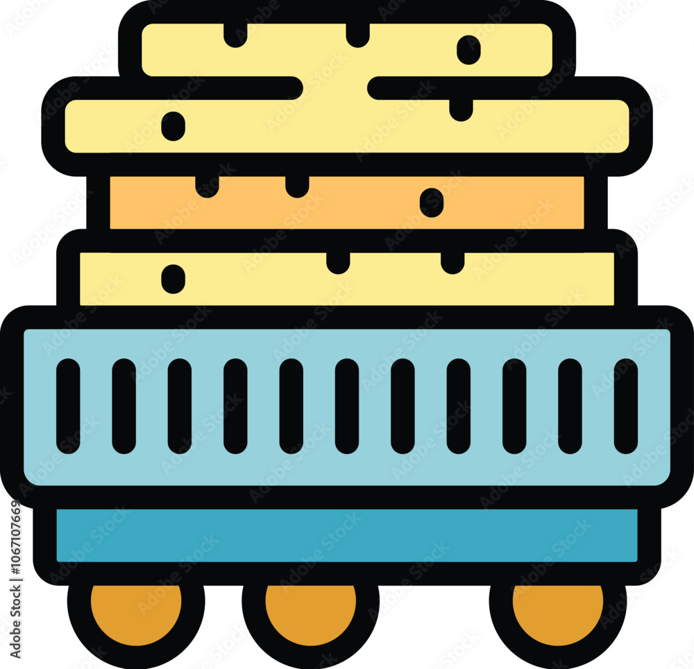 Aufkleber this icon depicts a mining cart transporting stones, symbolizing the transportation of resources in 
