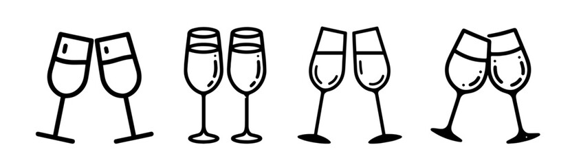 Celebratory wine glasses set in minimalist black vector