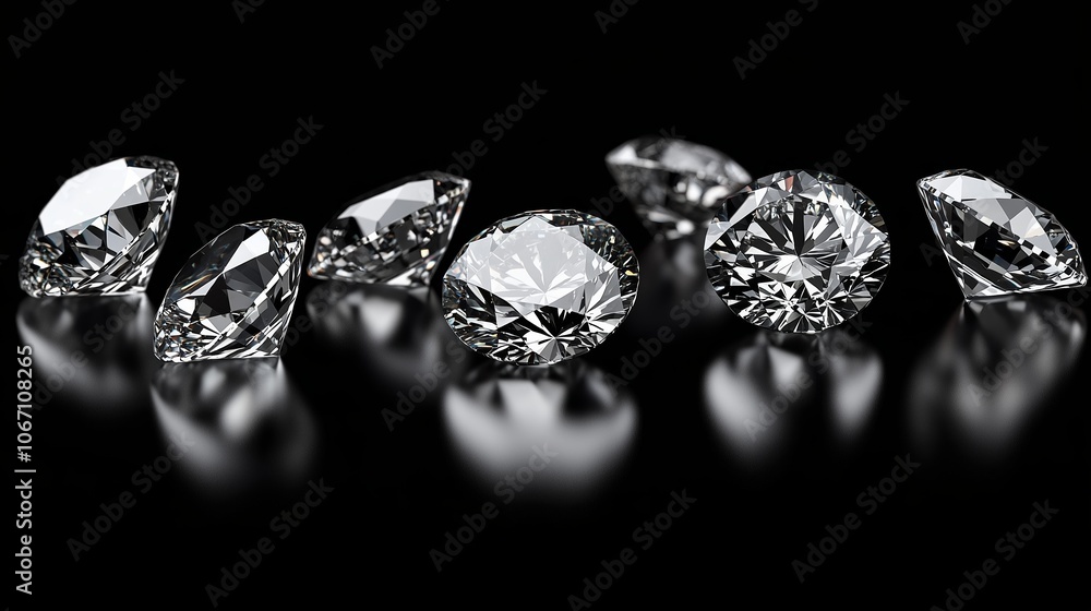 Poster a captivating display of sparkling diamonds arranged elegantly on a reflective surface showcasing th
