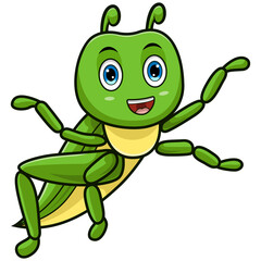 Cartoon happy grasshopper