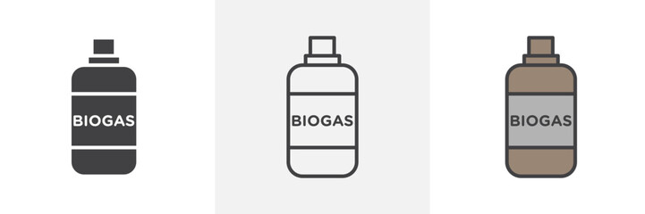 Biogas icon in black and colored style.
