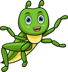 Cartoon happy grasshopper