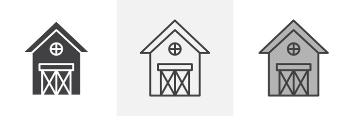 Barn icon in black and colored style.