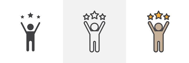 Self confidence icon in black and colored style.