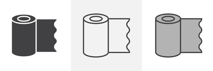 Bandage roll icon in black and colored style.