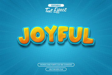 Joyful editable text effect with blue background