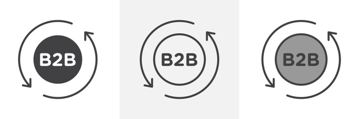 B2B icon in black and colored style.