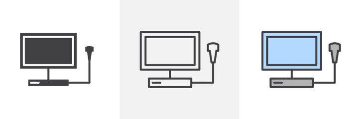 Ultrasonography icon in black and colored style.