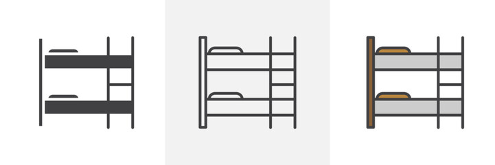 Bunk bed icon in black and colored style.