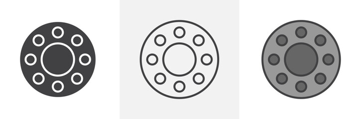 Car bearing icon in black and colored style.