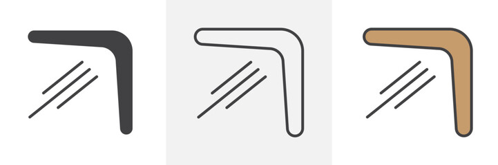 Obraz premium Boomerang icon in black and colored style.