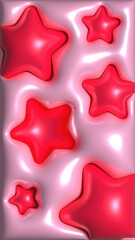 Red stars emerging from a pink jelly-like surface creating a playful and visually appealing pattern