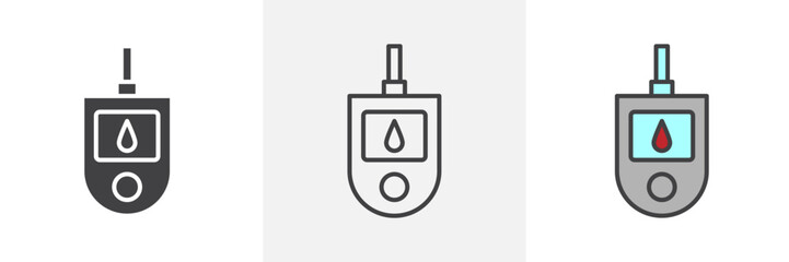 Blood sugar test icon in black and colored style.