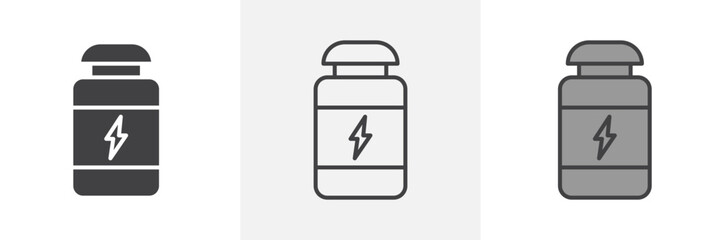 Fitness supplement icon in black and colored style.