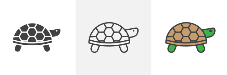 Turtle icon in black and colored style.