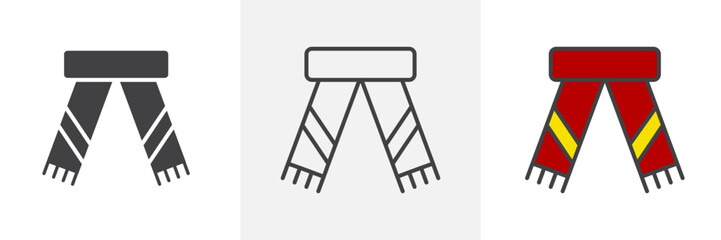 Scarf icon in black and colored style.