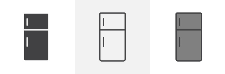 Fridge icon in black and colored style.