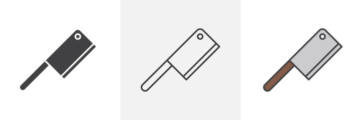 Chopper knife icon in black and colored style.