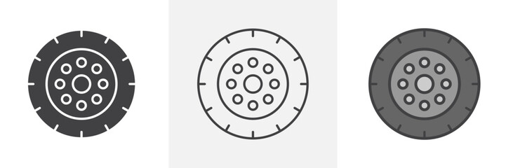 Tyre icon in black and colored style.