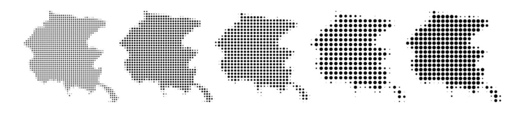 Friuli-Venezia Giulia Italy map halftone in different sizes