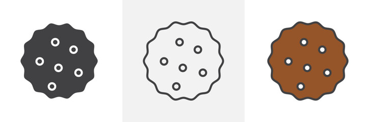 Biscuit icon in black and colored style.