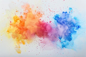 Abstract Watercolor Painting with Yellow, Orange, Pink, and Blue Colors