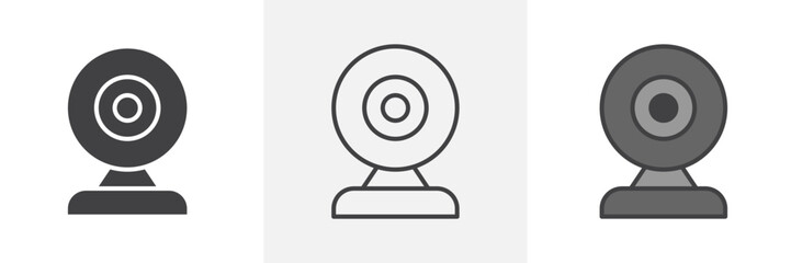 Web camera icon in black and colored style.