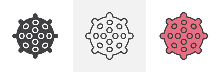 Massage ball icon in black and colored style.