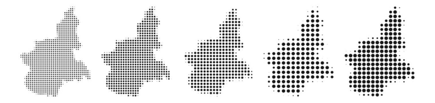 Piedmont Italy map halftone in different sizes