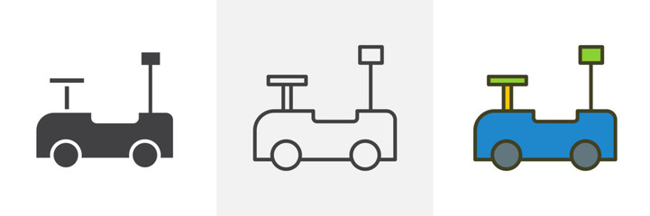 Pushing car icon in black and colored style.